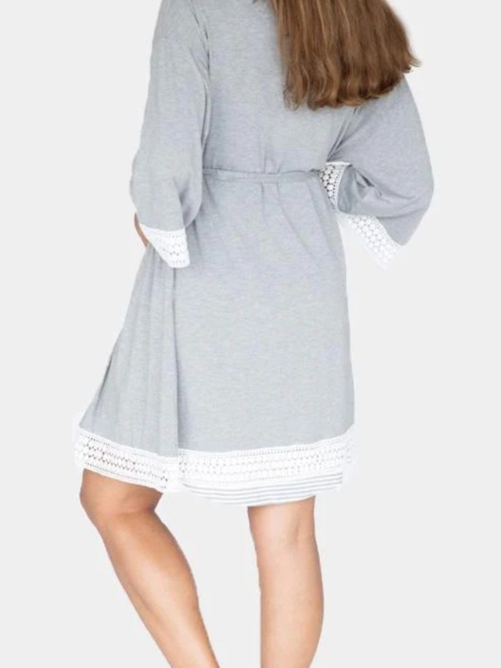 Angel Maternity Postpartum Bamboo Blend Robe Gray M/L